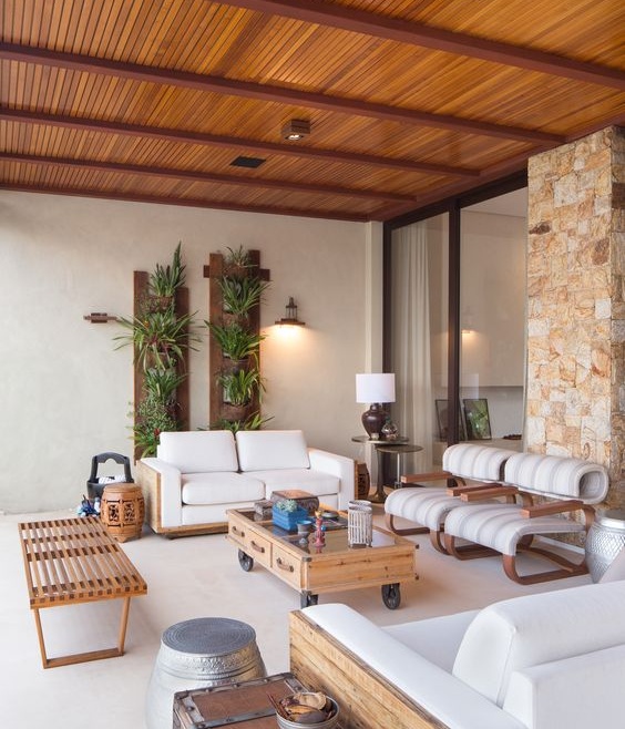 Forro de Gesso Amadeirado: Aconchego e Requinte - detalhe