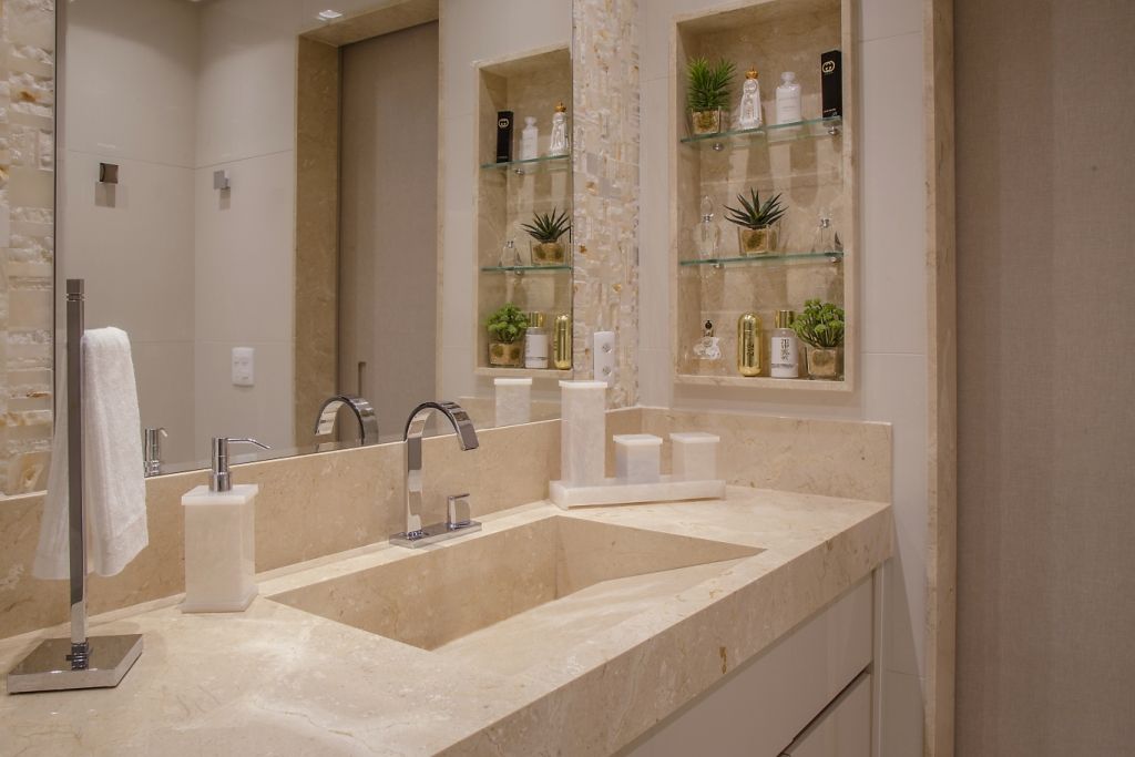 Nichos de Banheiro em Granito Esculpido: Detalhes que Fazem a Diferença - ideia