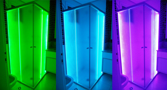 Banho de Cor: LEDs RGB no Box para Cromoterapia e Relaxamento - inspiração