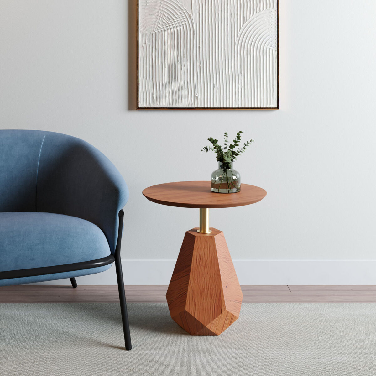 Mesa Lateral Geométrica: Design Moderno e Escultural - detalhe