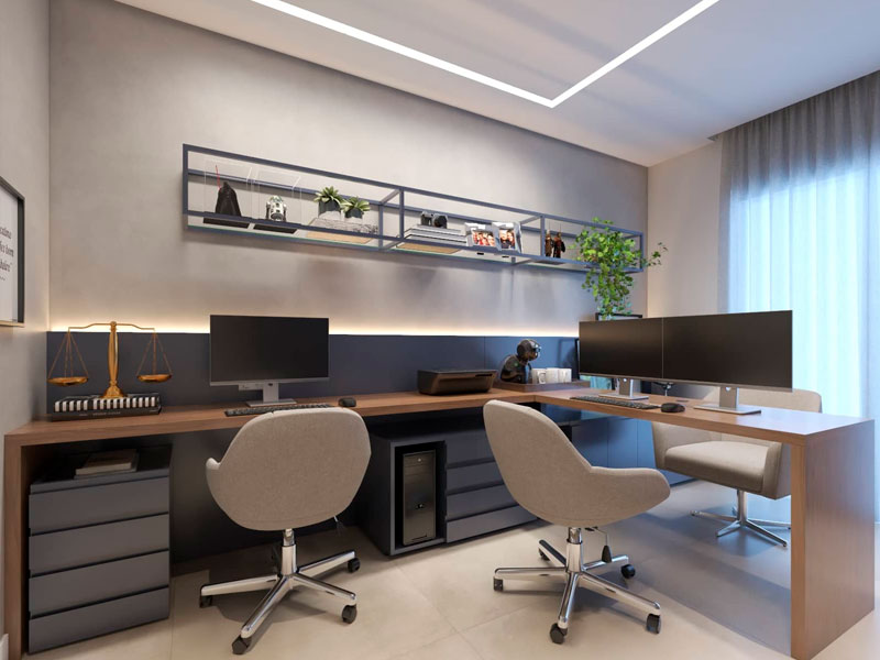 Home Office Planejado com Nichos e Prateleiras: Organização e Produtividade - detalhe