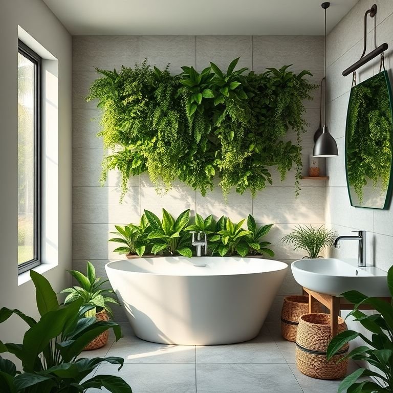 Nichos de Banheiro com Plantas Pendentes: Natureza e Frescor no Seu Refúgio - detalhe
