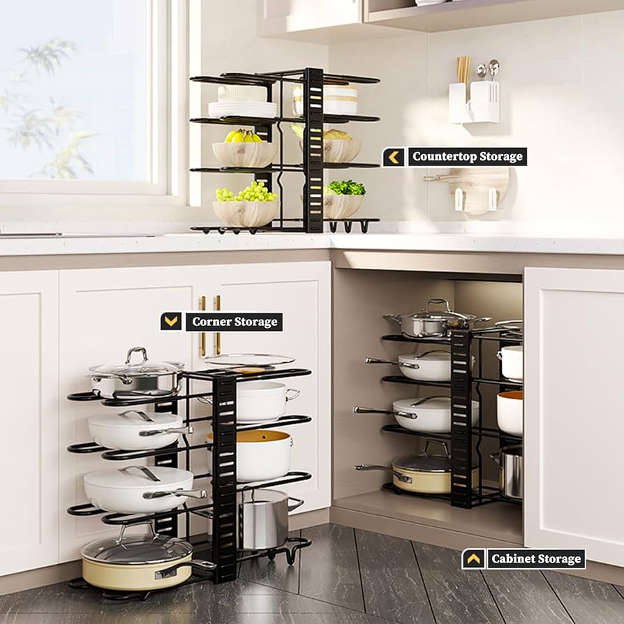 Suportes Criativos: Panelas e Tampas Expostas com Charme e Organização - inspiração