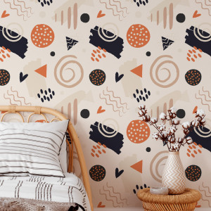 Estilo Boho: Papel de Parede com Estampas Étnicas e Tons Terrosos - ideia