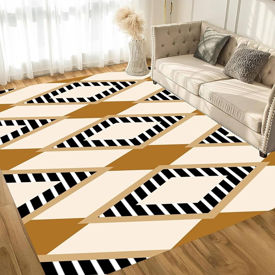 Conforto aos Seus Pés: Adicione um Tapete Geométrico Sobre o Piso - inspiração