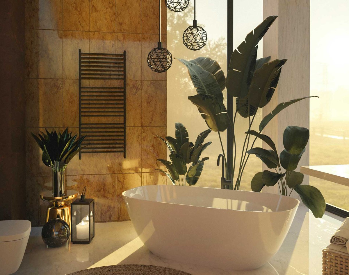 Plantas Pendentes no Banheiro: Um Oásis Tropical Relaxante - ideia