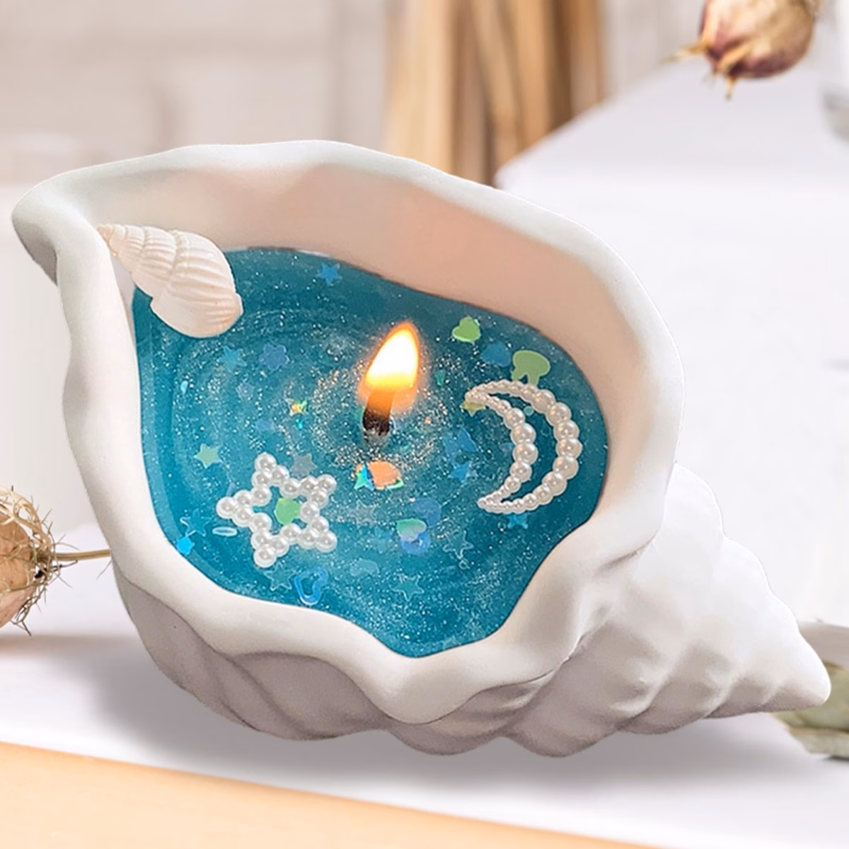 Velas Aromáticas Temáticas com Decoração Náutica (Conchas e Areia) - inspiração