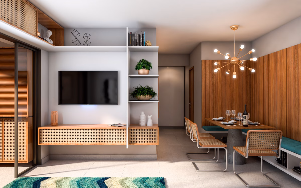 Canto Alemão Planejado com Estampas Geométricas e Cores Vibrantes - ideia