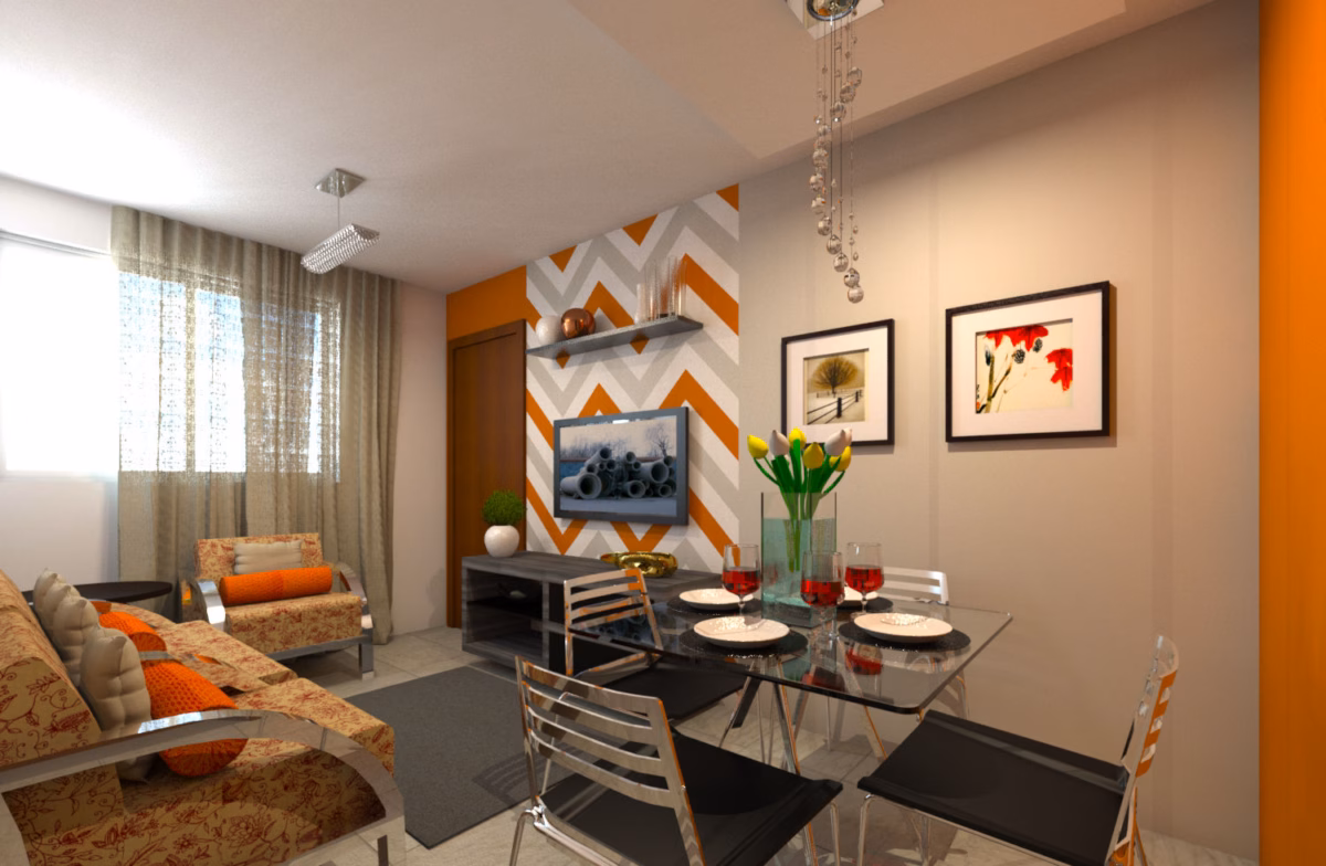 Cinza e Laranja: Uma Dose de Energia e Calor para Ambientes Criativos - detalhe