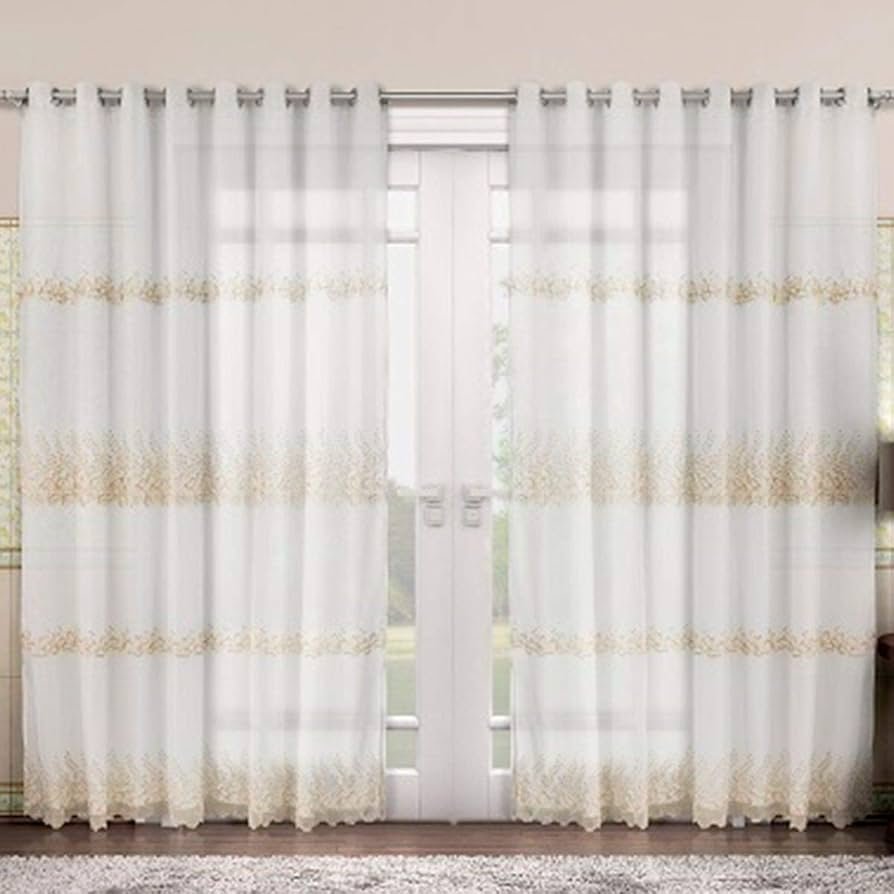 Cortinas de Voil com Detalhes Bordados: Delicadeza e Charme - ideia