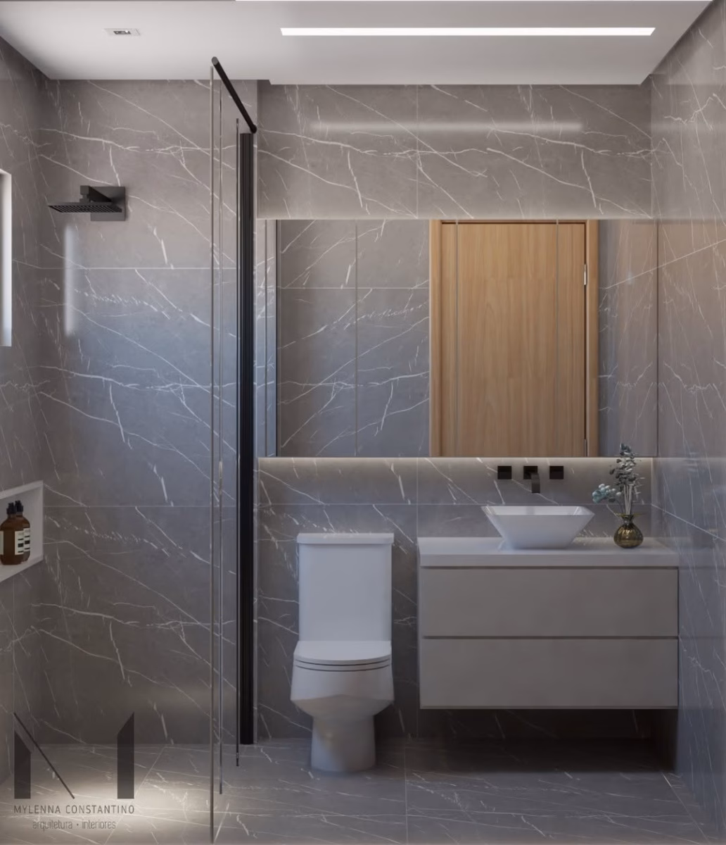 Banheiro Cinza Minimalista: Menos é Mais com Estilo - ideia