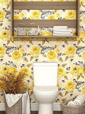 Com Papel de Parede Floral Amarelo - ideia