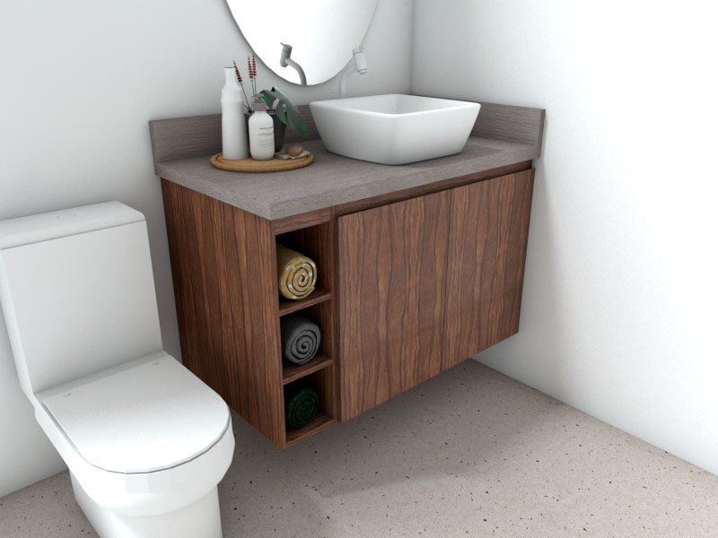 Gabinete de Banheiro Adaptado de um Móvel Antigo: Originalidade e História em Cada Detalhe - detalhe