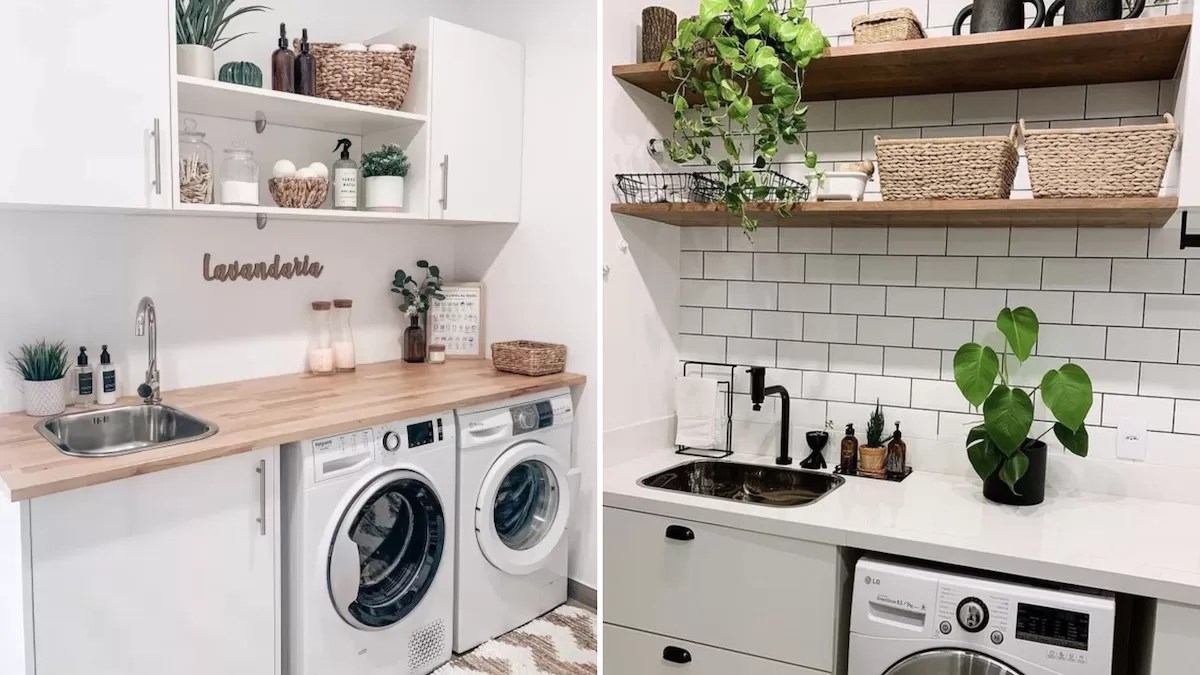 Elegância em Preto e Branco: Lavanderia Sofisticada com Design Contemporâneo - detalhe