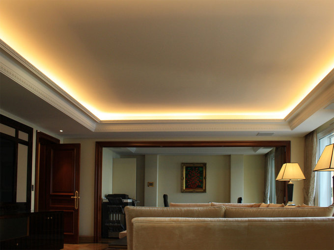 Sanca de Gesso com Pintura Metalizada: Modernidade e Glamour no Teto - detalhe