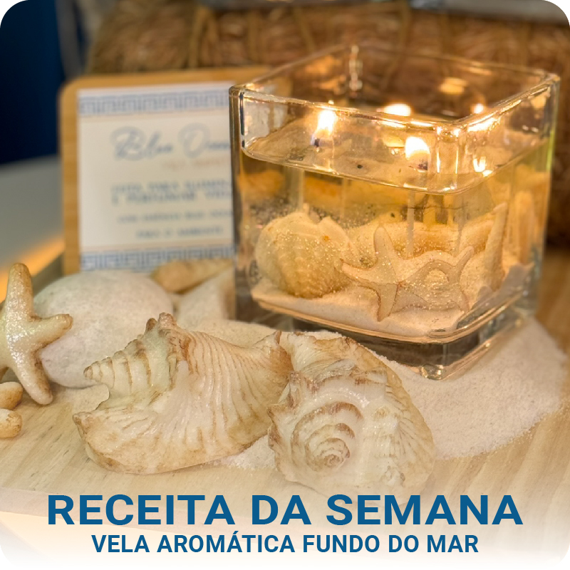 Velas Aromáticas Temáticas com Decoração Náutica (Conchas e Areia) - detalhe