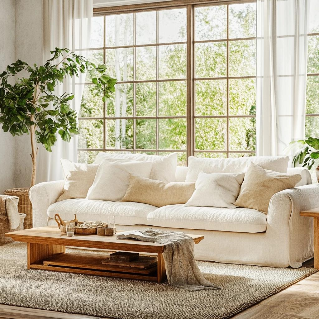 Sofá em Linho Cru: Minimalismo Sofisticado e Textura Natural - inspiração