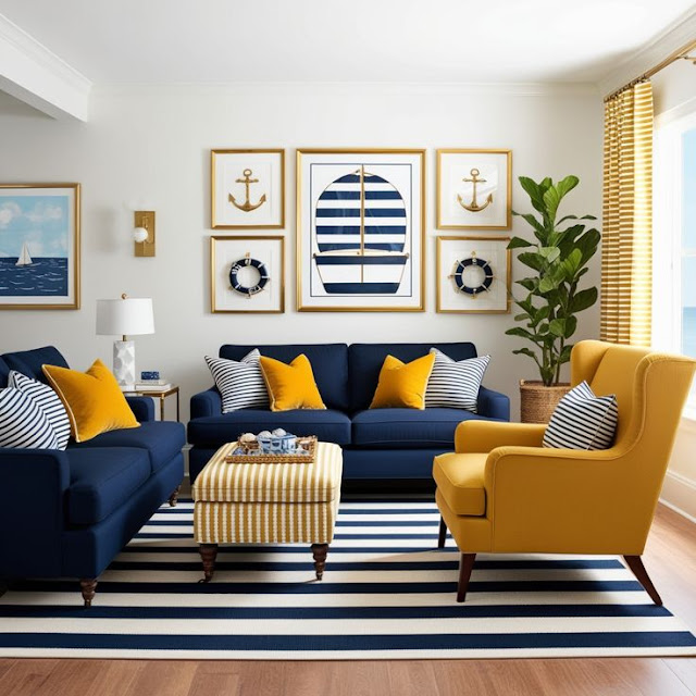 Contraste Sofisticado: Azul Marinho e Detalhes Dourados - detalhe