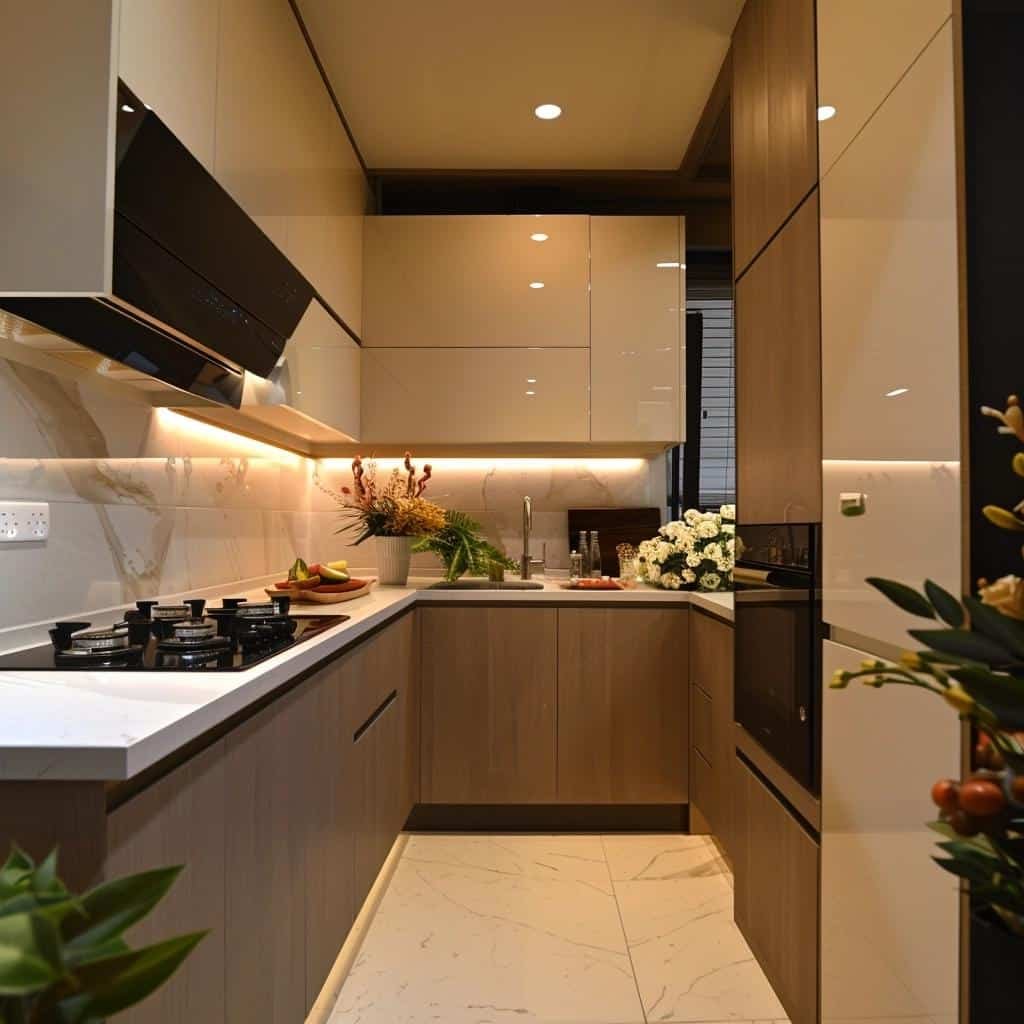 Elegância Atemporal: Cozinha Planejada Pequena com Bancada de Quartzo - inspiração