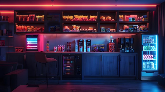 Cinema em Casa: Bar com Neons e Clássicos do Cinema - detalhe