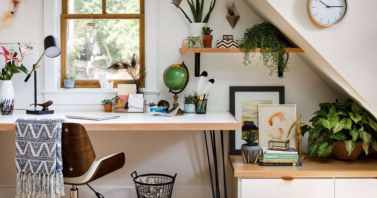 Home Office Relaxante com Cantinho Zen e Plantas - ideia