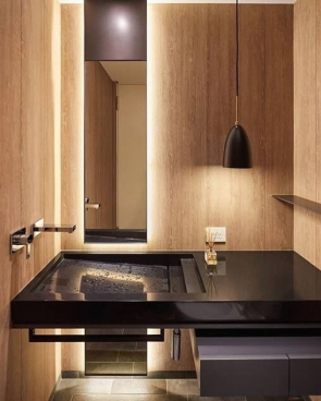 Lavabos com Cubas Esculpidas em Granito Polido: Luxo e Personalidade - inspiração