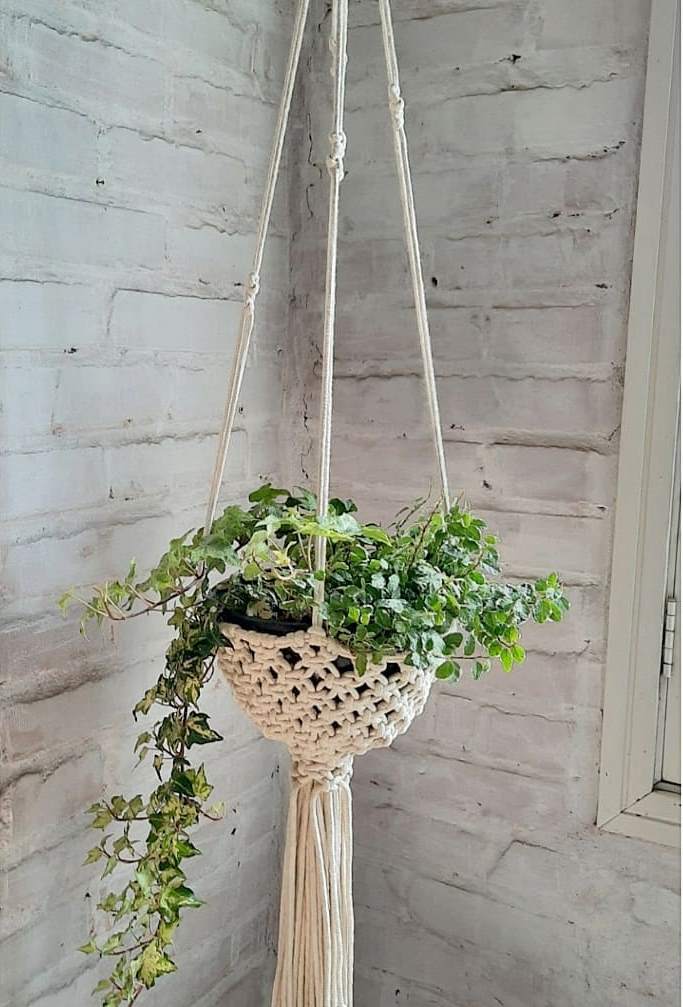 Cachepots de Crochê: Aconchego e Cor Para Suas Plantinhas - detalhe