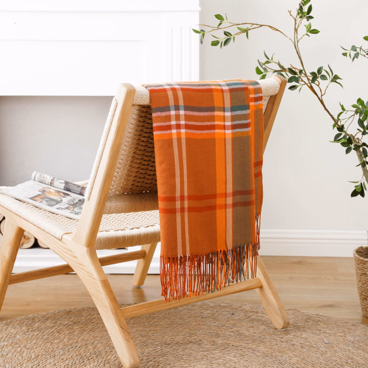 Manta Xadrez para um Sofá Clássico - detalhe