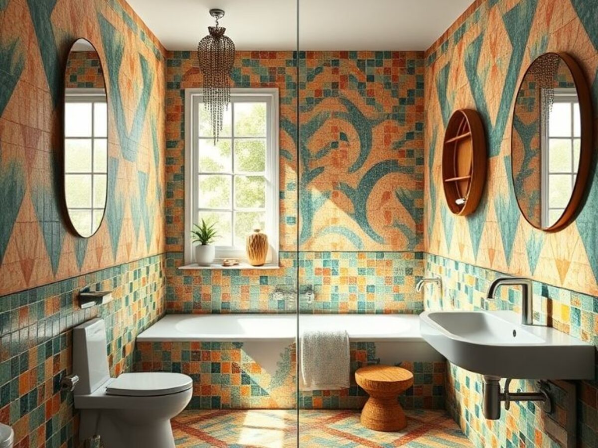 Desenhos Geométricos com Pastilhas para um Hall de Entrada Impactante - inspiração