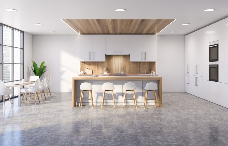 Cozinha Clean com Piso de Porcelanato Branco Acetinado - ideia