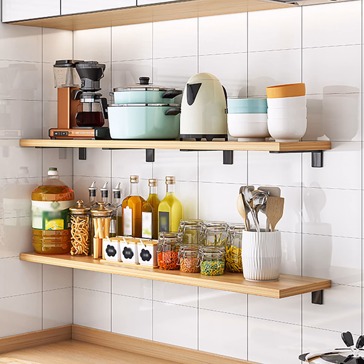 Prateleiras Escandinavas com Vasos de Ervas: Frescor Natural! - inspiração