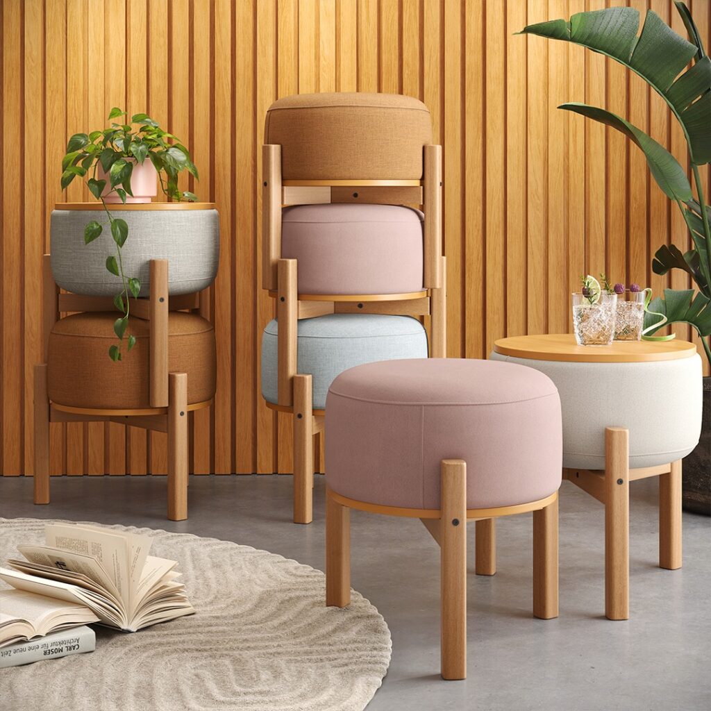 Puff Minimalista de Madeira: Design clean e Sofisticação Atemporal - inspiração