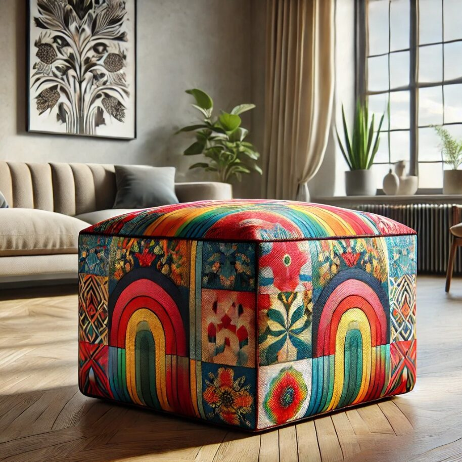 Puff com Estampa Étnica: Cores e Texturas Vibrantes - detalhe
