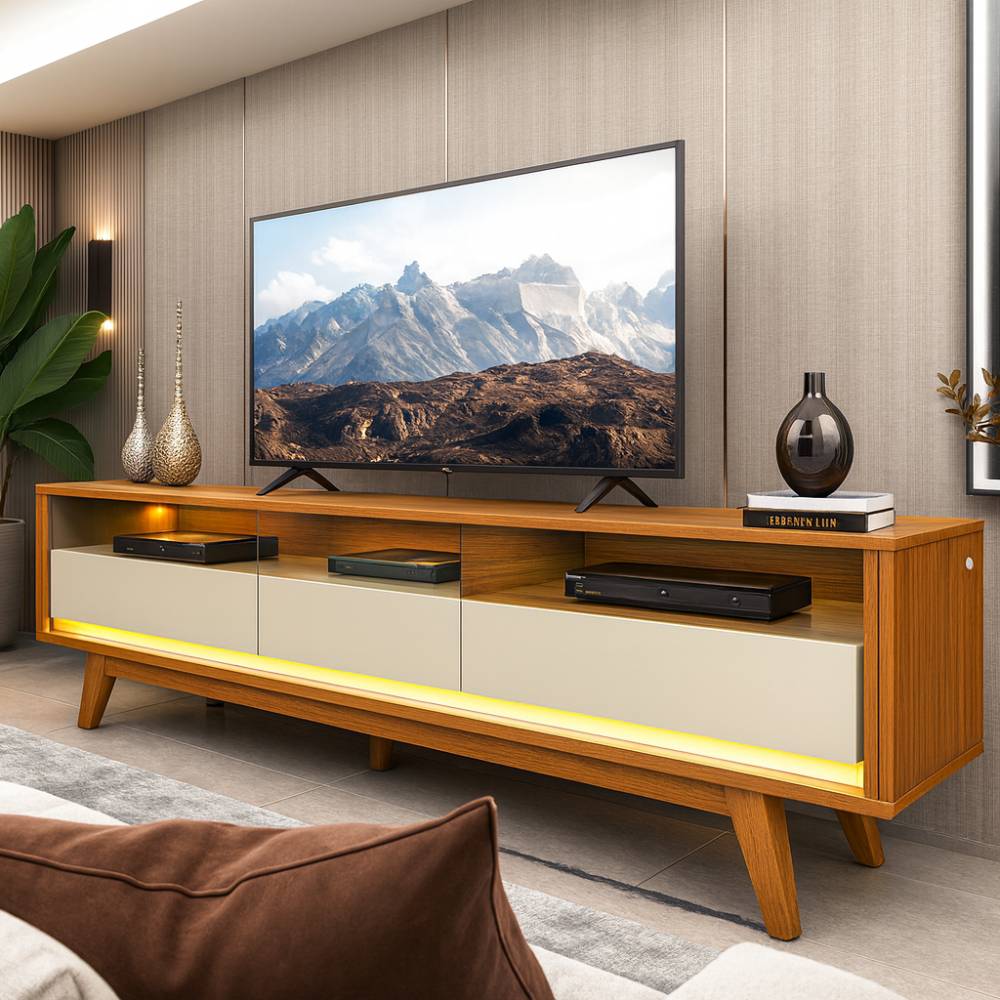 Rack Escandinavo com Pés Palito e Design Funcional: Simplicidade Charmosa - detalhe