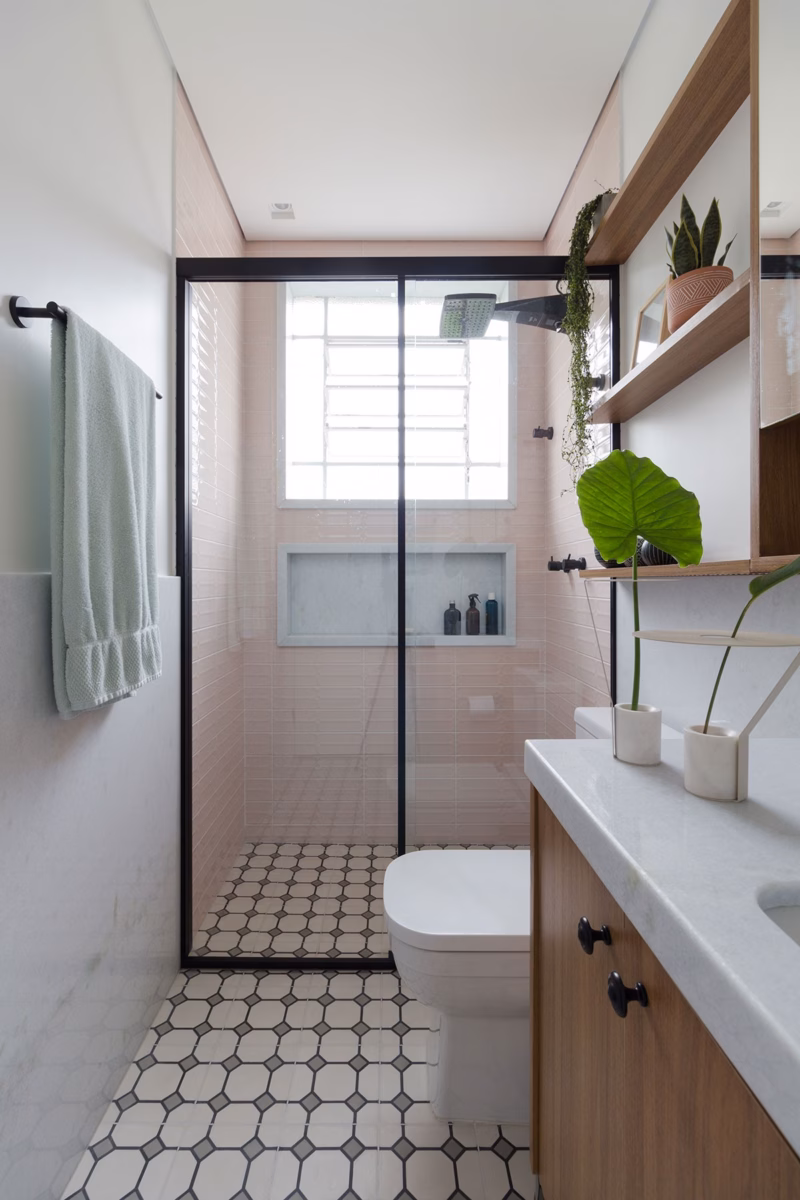 Toque Retrô: Ladrilhos Hidráulicos para um Banheiro com Personalidade - ideia