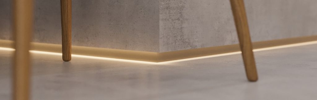 Rodapé com Acabamento Cimentício: Minimalismo Brutalista - ideia