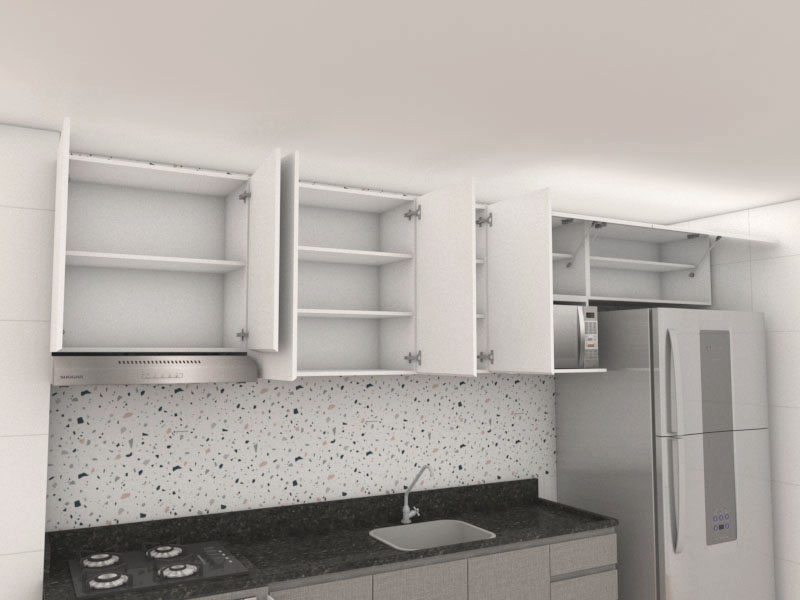 Armário de Cozinha Planejado com Puxadores Cava: Design Minimalista e Clean - inspiração