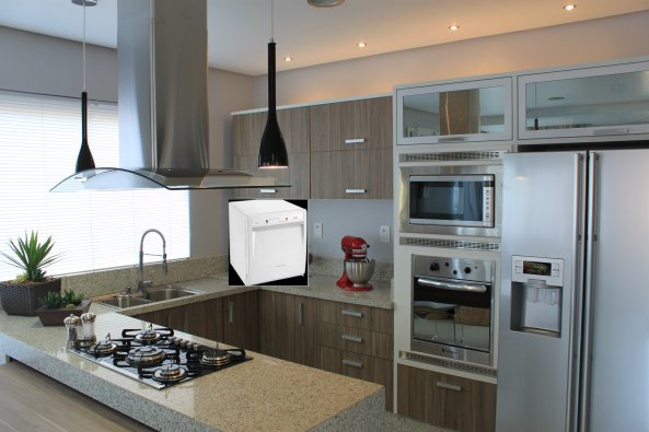 Com Pia Dupla e Espaço para Máquina de Lavar Louça: Organização Total - detalhe