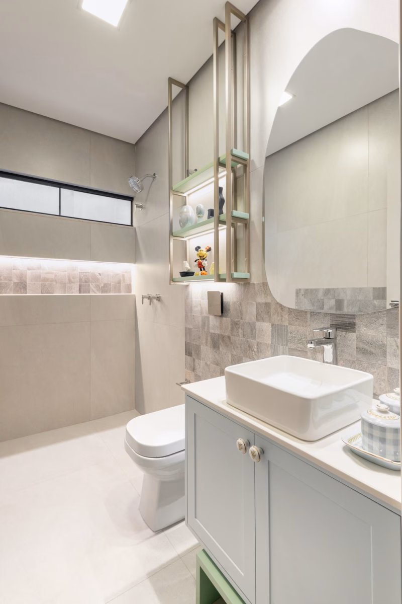 Banheiro Pequeno Decorado com Rejuntes Coloridos: Destaque Criativo - detalhe