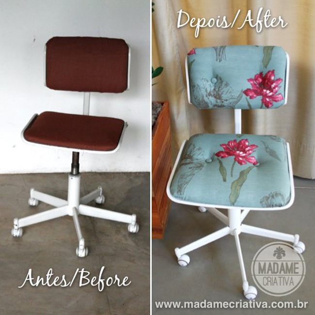 Cadeira de Escritório Repaginada com Decoupage - detalhe