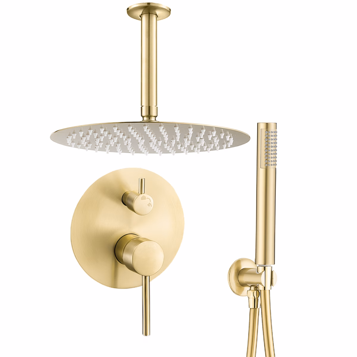 Chuveiro de Teto Redondo com Acabamento Dourado: Um Toque de Glamour - detalhe