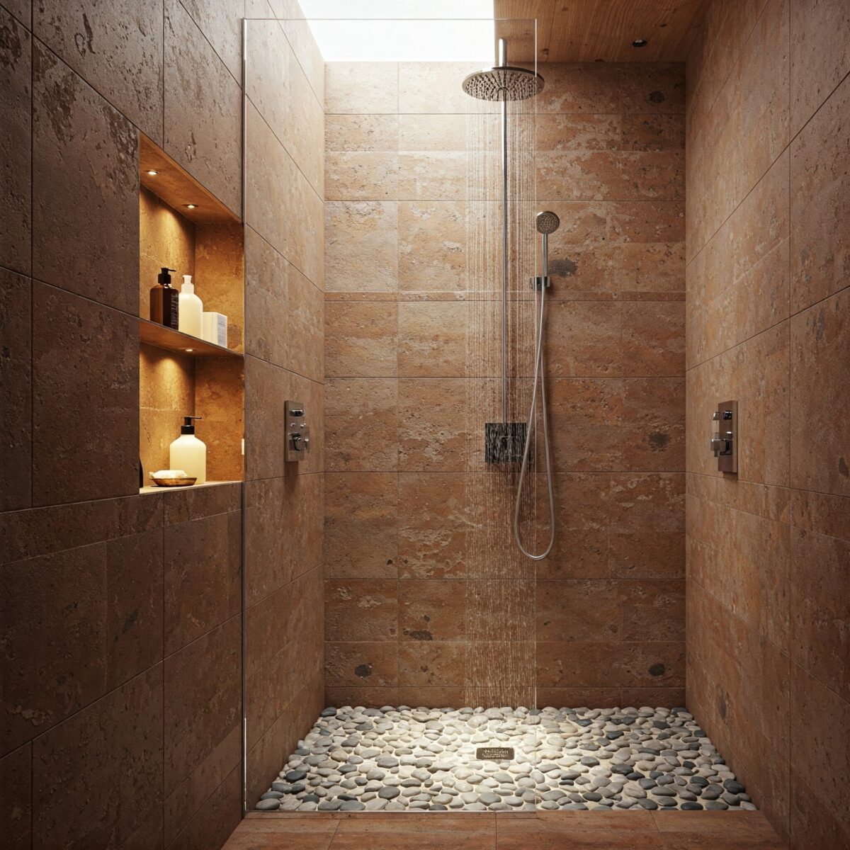 Chuveiro com Revestimento Amadeirado: Aconchego e Natureza no Seu Banho - inspiração