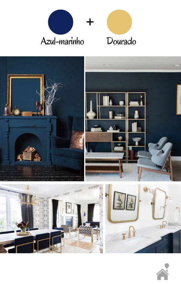 Contraste Sofisticado: Azul Marinho e Detalhes Dourados - ideia