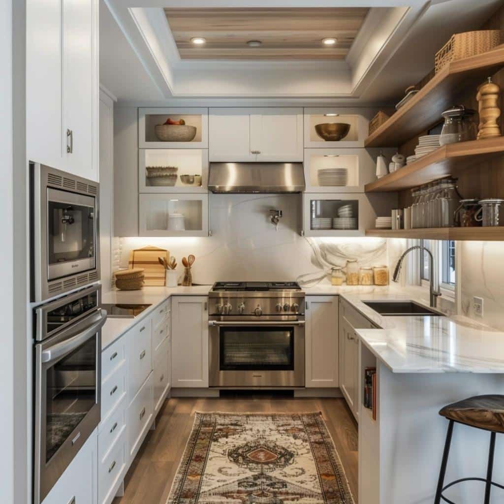 Elegância Atemporal: Cozinha Planejada Pequena com Bancada de Quartzo - detalhe