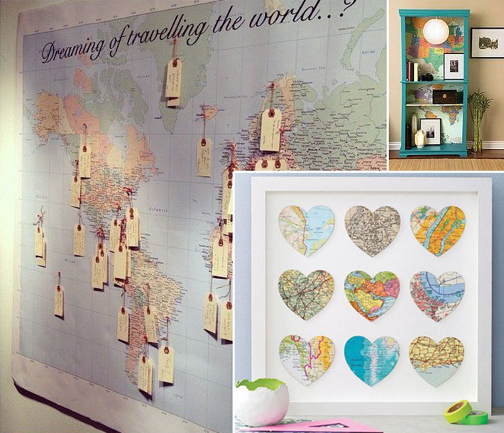 Decoração com Mapas e Suvenires: Reviva Suas Aventuras - detalhe