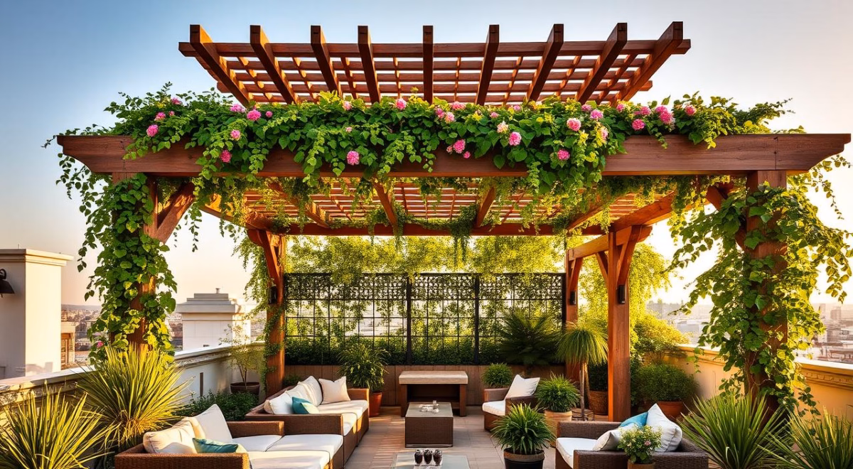 Refúgio Boho: Pergolado com Macramê, Samambaias e Almofadas - ideia