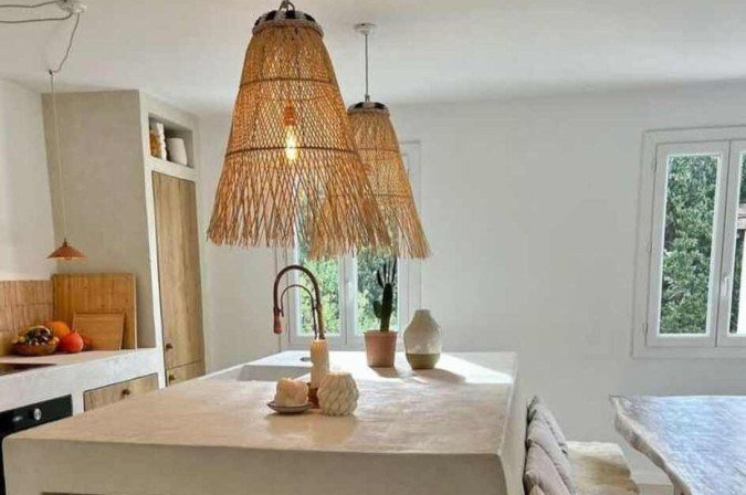 Estilo Rústico Chic com Luminárias de Palha Natural - detalhe