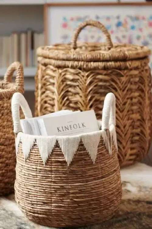 Toque Rústico Chic: Cestos de Vime e Palha para Organização com Estilo - inspiração