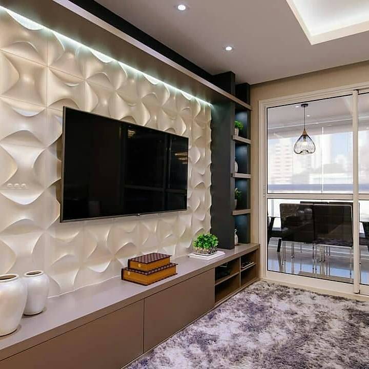 Painel de TV com Revestimento 3D: Texturas que Impressionam - inspiração