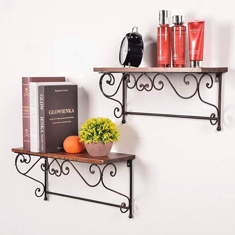 Prateleiras Vintage com Suportes de Ferro Envelhecido: Nostalgia e Personalidade - ideia